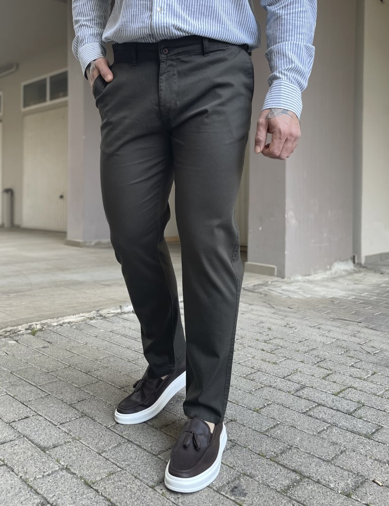 Dynamo ανδρικό χακί παντελόνι υφασμάτινο Chinos M1315L φωτογραφία